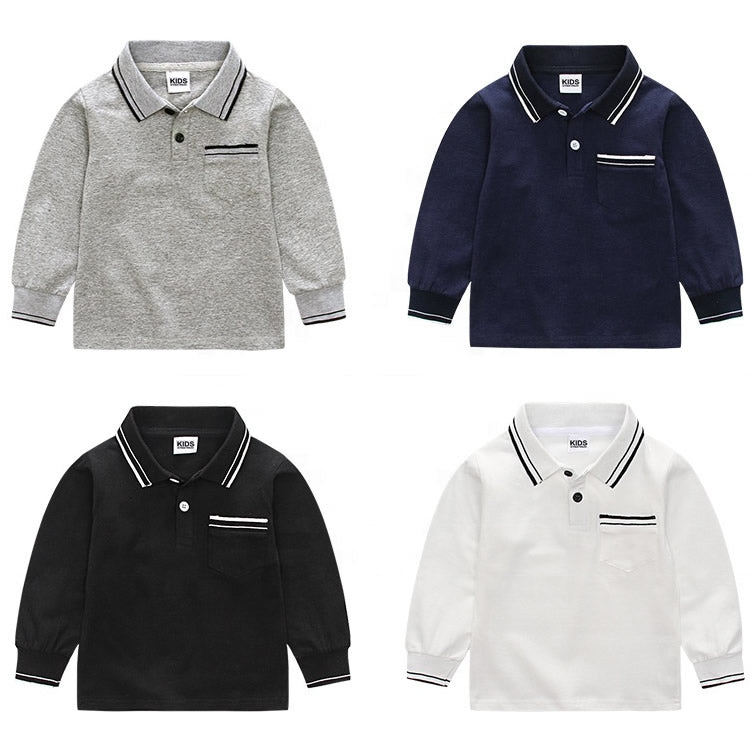 All Toddler Boys Pocket Long Sleeve Polo Shirts