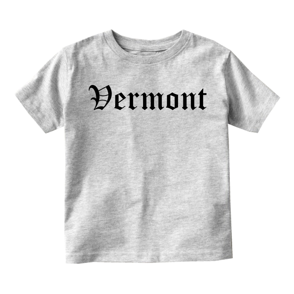 Vermont State Old English Infant Baby Boys Short Sleeve T-Shirt Grey