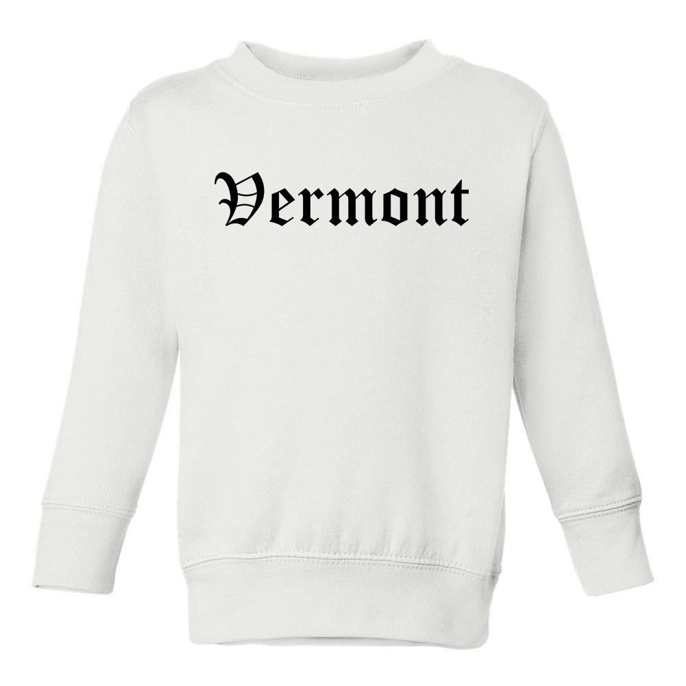 Vermont State Old English Toddler Boys Crewneck Sweatshirt White