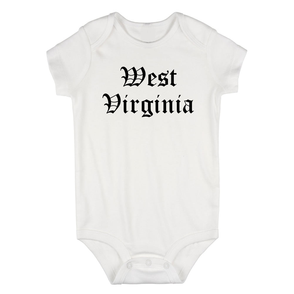 West Virginia State Old English Infant Baby Boys Bodysuit White
