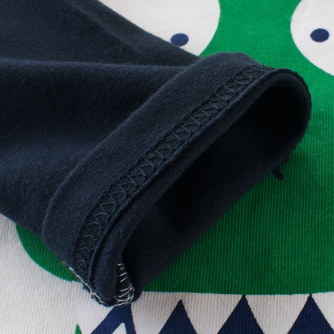 White Green Funny Dinosaur RM Toddler Boys Long Sleeve Shirt Detail