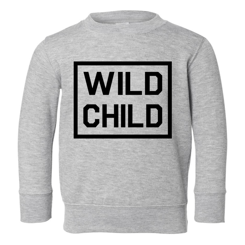 Wild Child Box Logo Toddler Boys Crewneck Sweatshirt Grey