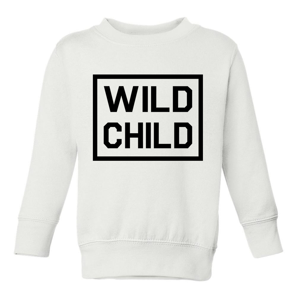 Wild Child Box Logo Toddler Boys Crewneck Sweatshirt White