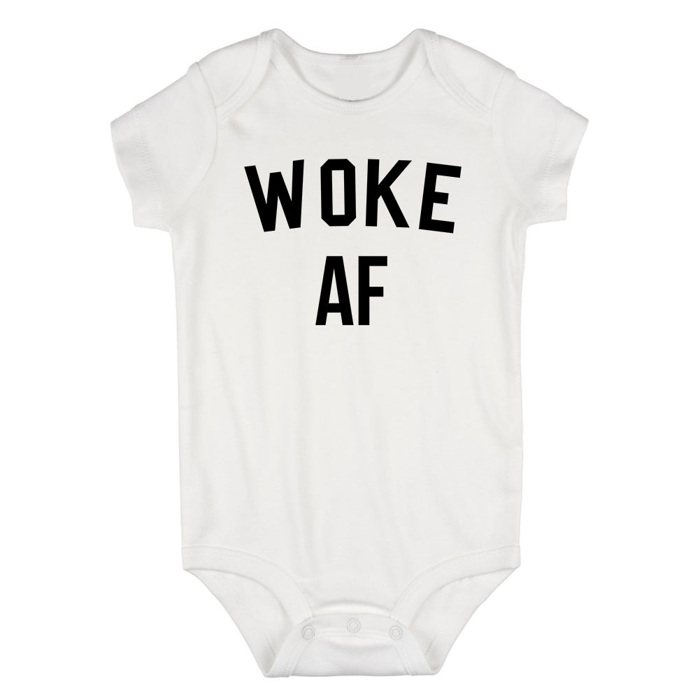 Woke AF Infant Baby Boys Bodysuit White