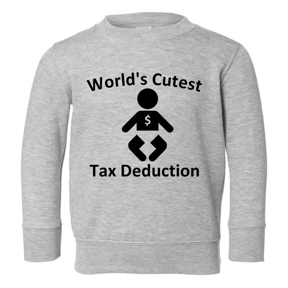 Worlds Cutest Tax Deduction Funny Taxes Toddler Boys Crewneck Sweatshirt Grey