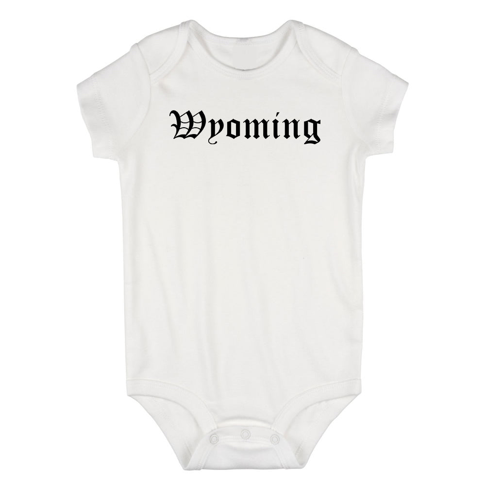 Wyoming State Old English Infant Baby Boys Bodysuit White