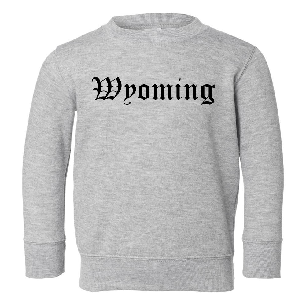 Wyoming State Old English Toddler Boys Crewneck Sweatshirt Grey