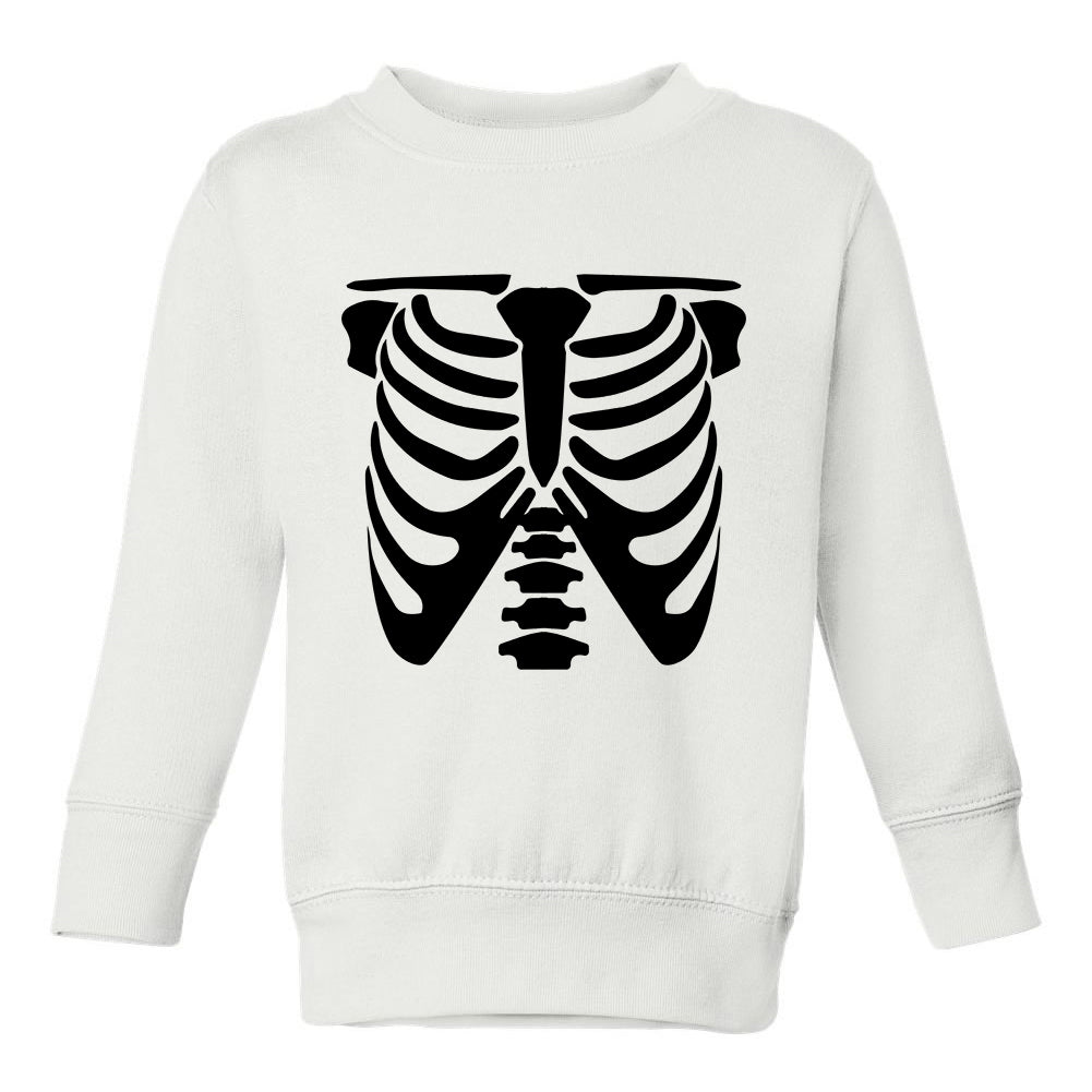 X Ray Skeleton Halloween Costume Toddler Boys Crewneck Sweatshirt White