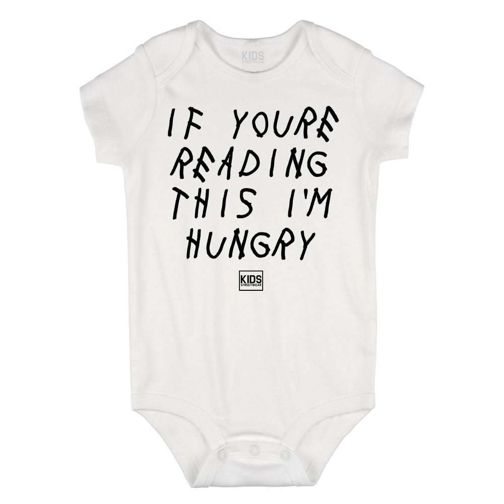 If Youre Reading This I'm Hungry Infant Onesie Bodysuit in White