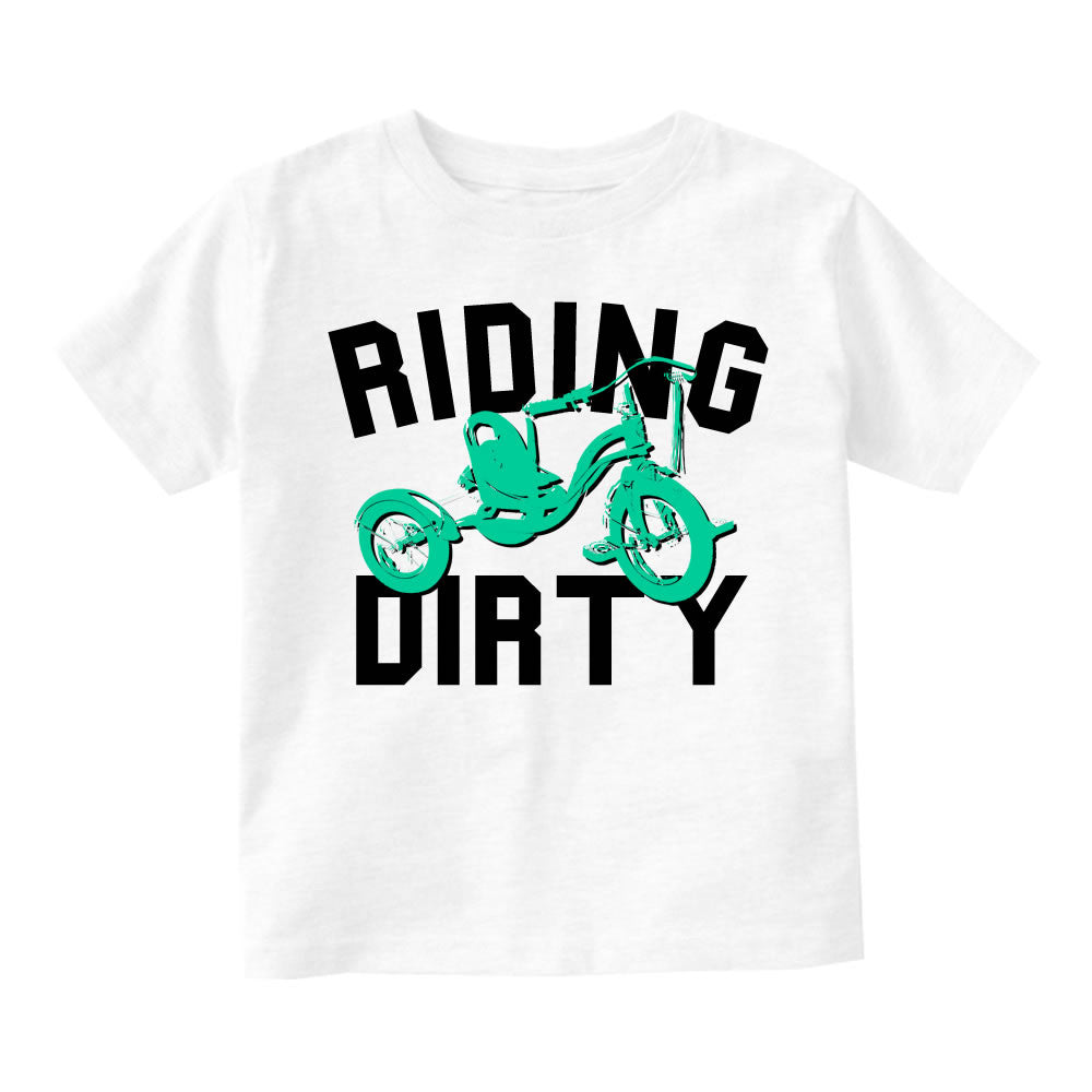 Riding Dirty Tricycle Infant Toddler Kids T-Shirt in White