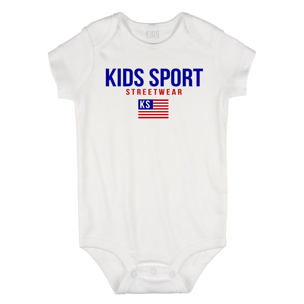 Kids Sport Streetwear Infant Onesie Bodysuit in White