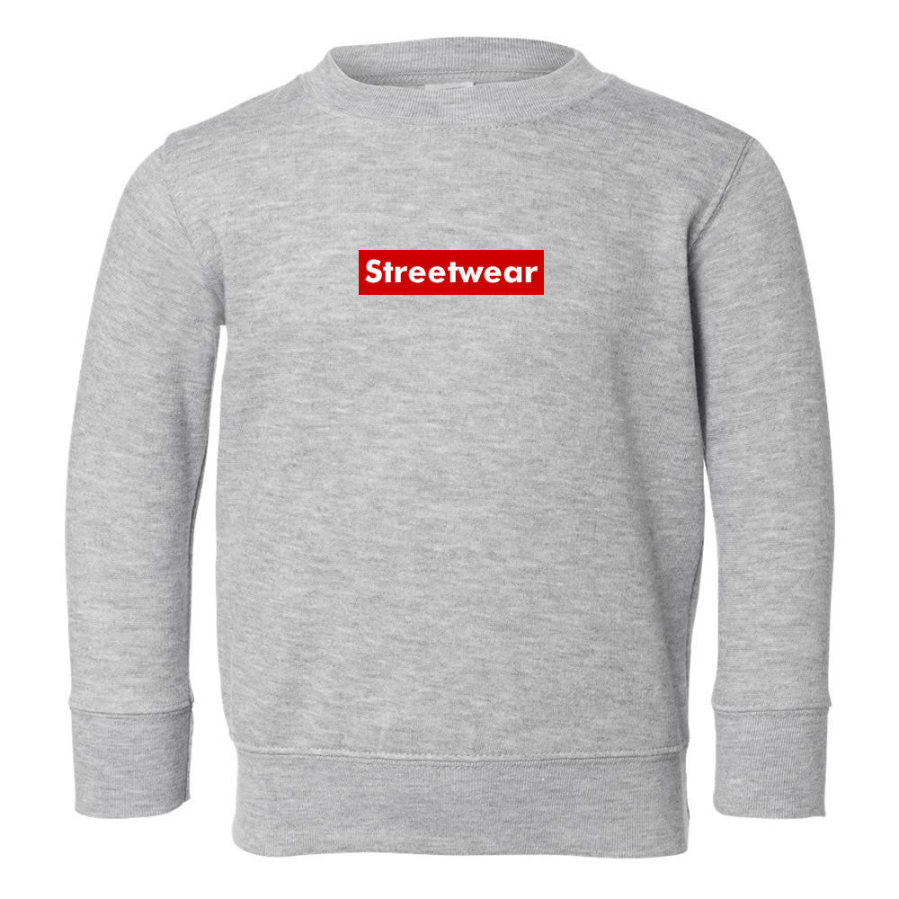 Streetwear Red Box Logo Toddler Kids Sweatshirt in Grey