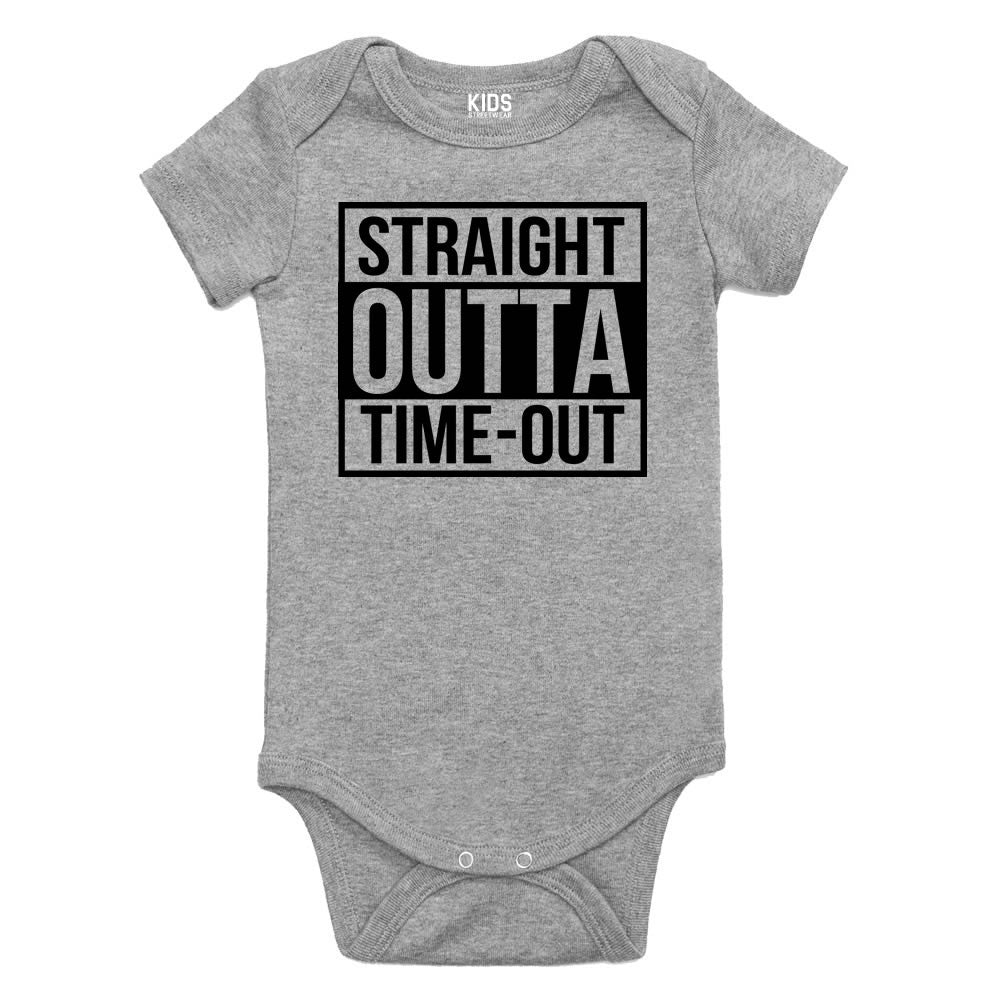 Straight Outta Time Out Infant Onesie Bodysuit in Grey