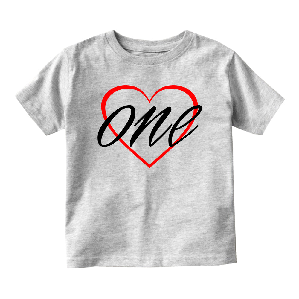 1st birthday girl Baby Infant Short Sleeve T-Shirt Grey