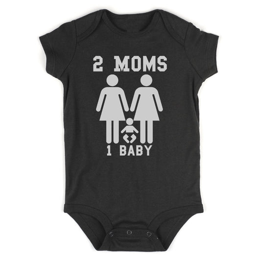 2 Moms 1 Baby Baby Bodysuit One Piece Black