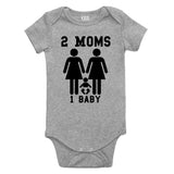 2 Moms 1 Baby Baby Bodysuit One Piece Grey