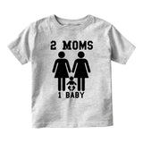 2 Moms 1 Baby Baby Toddler Short Sleeve T-Shirt Grey