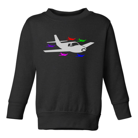 Airplane Birthday Toddler Boys Crewneck Sweatshirt Black