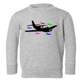 Airplane Birthday Toddler Boys Crewneck Sweatshirt Grey