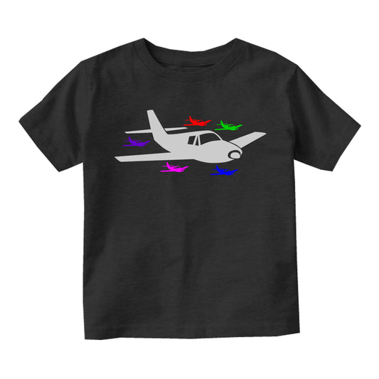 Airplane Birthday Toddler Boys Short Sleeve T-Shirt Black