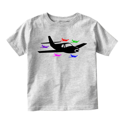 Airplane Birthday Toddler Boys Short Sleeve T-Shirt Grey