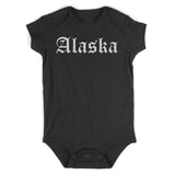 Alaska State Old English Infant Baby Boys Bodysuit Black