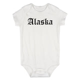 Alaska State Old English Infant Baby Boys Bodysuit White