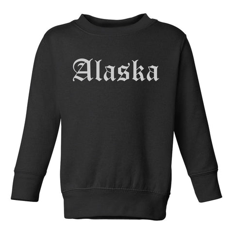 Alaska State Old English Toddler Boys Crewneck Sweatshirt Black