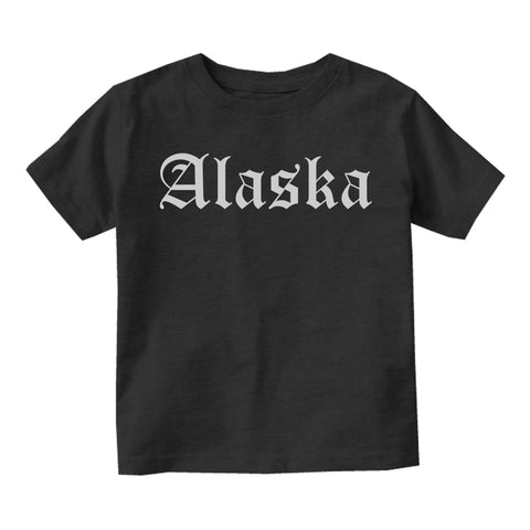 Alaska State Old English Toddler Boys Short Sleeve T-Shirt Black