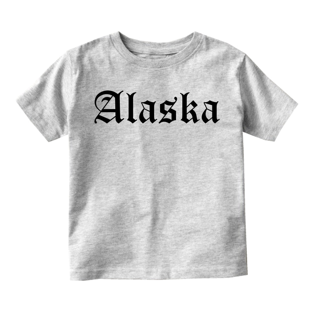Alaska State Old English Toddler Boys Short Sleeve T-Shirt Grey