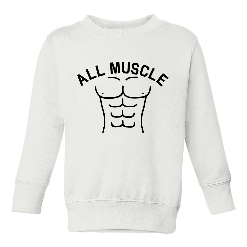 All Muscle Abs Toddler Boys Crewneck Sweatshirt White