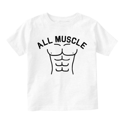 All Muscle Abs Toddler Boys Short Sleeve T-Shirt White