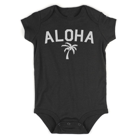 Aloha Palm Tree Infant Baby Boys Bodysuit Black