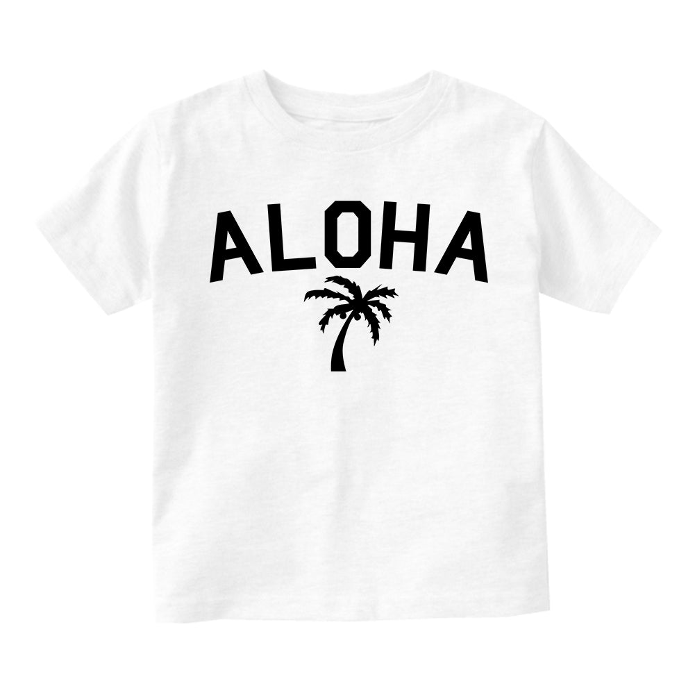 Aloha Palm Tree Infant Baby Boys Short Sleeve T-Shirt White