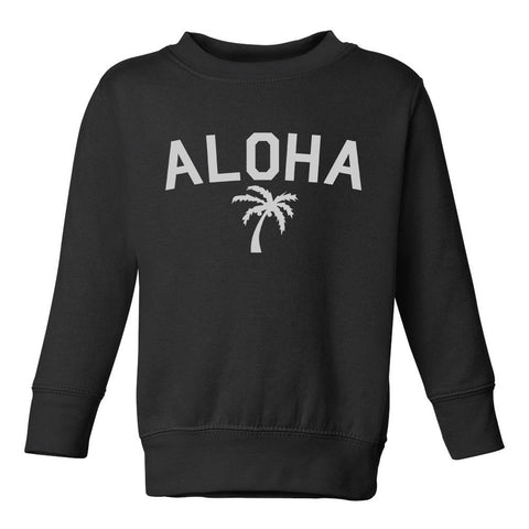 Aloha Palm Tree Toddler Boys Crewneck Sweatshirt Black