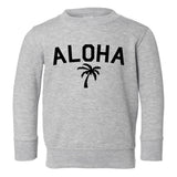 Aloha Palm Tree Toddler Boys Crewneck Sweatshirt Grey
