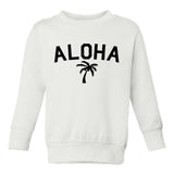 Aloha Palm Tree Toddler Boys Crewneck Sweatshirt White