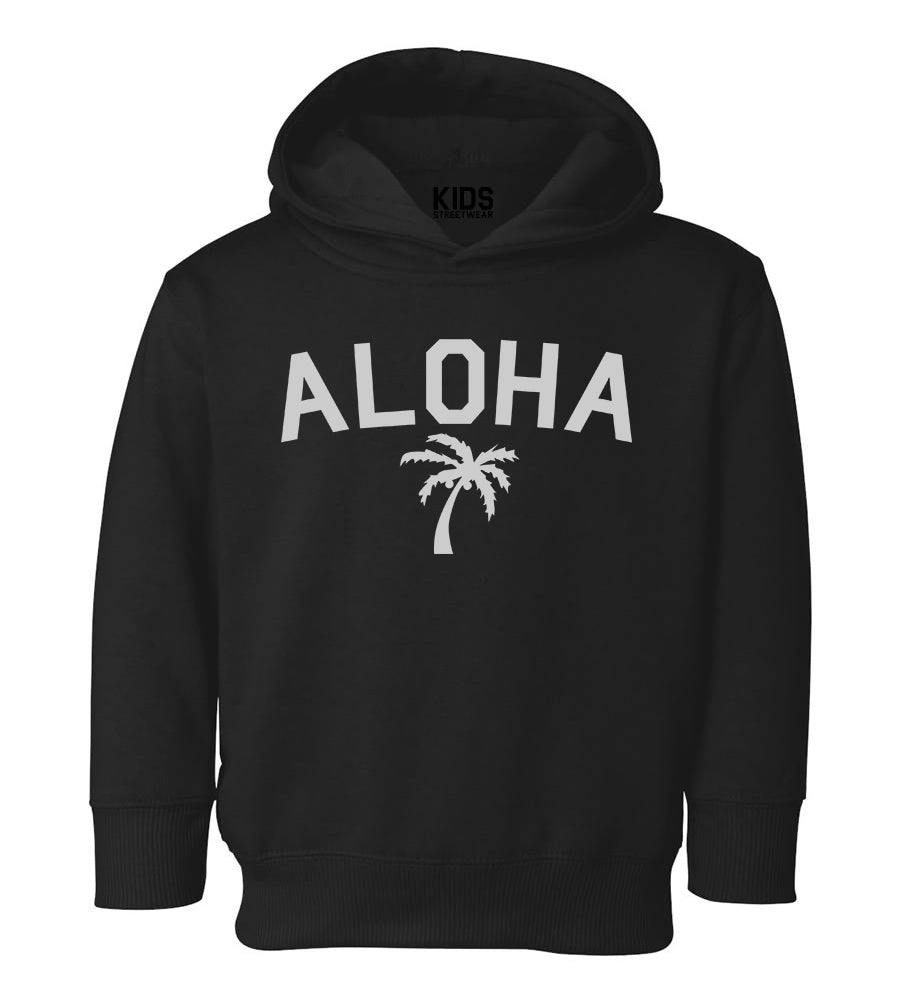 Aloha Palm Tree Toddler Boys Pullover Hoodie Black