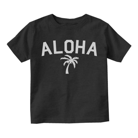 Aloha Palm Tree Toddler Boys Short Sleeve T-Shirt Black