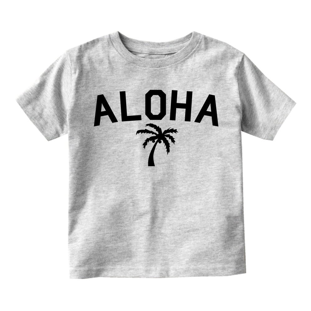 Aloha Palm Tree Toddler Boys Short Sleeve T-Shirt Grey