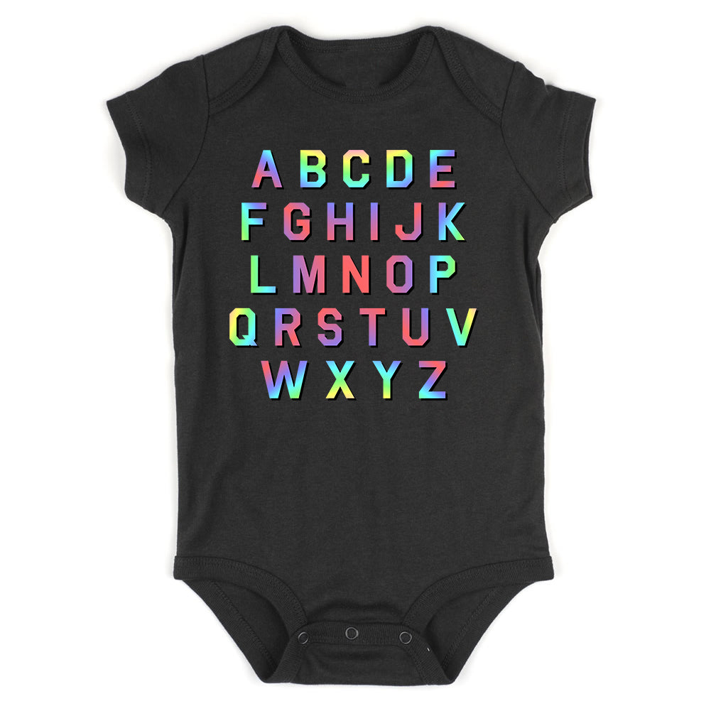 Alphabet ABC Letters Infant Baby Boys Bodysuit Black