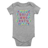 Alphabet ABC Letters Infant Baby Boys Bodysuit Grey