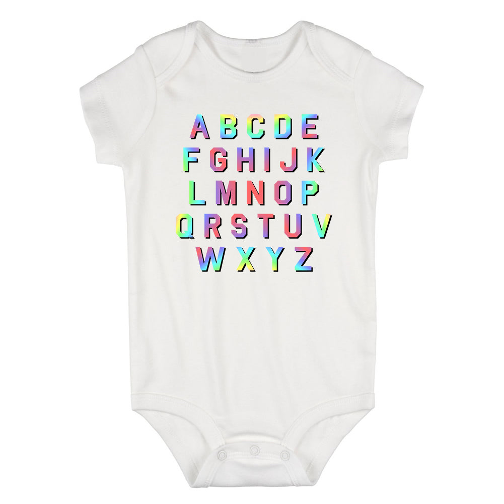 Alphabet ABC Letters Infant Baby Boys Bodysuit White