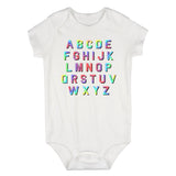 Alphabet ABC Letters Infant Baby Boys Bodysuit White