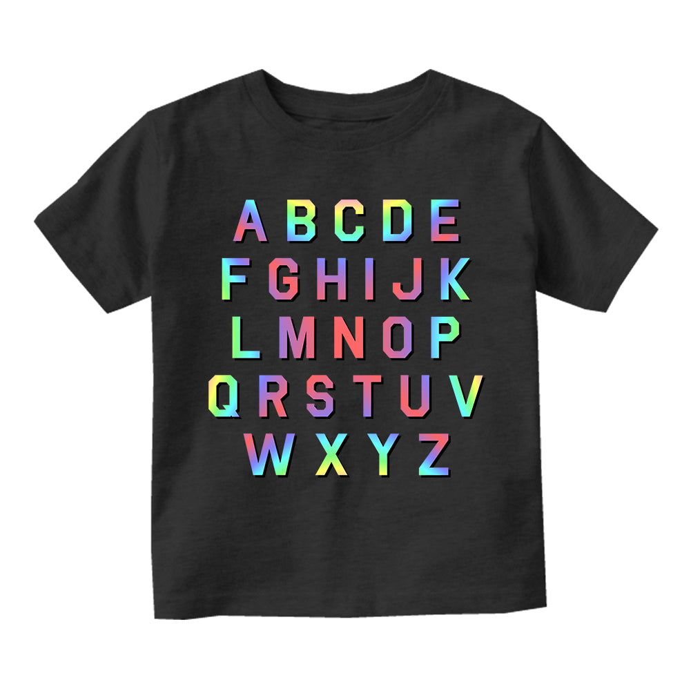 Alphabet ABC Letters Infant Baby Boys Short Sleeve T-Shirt Black