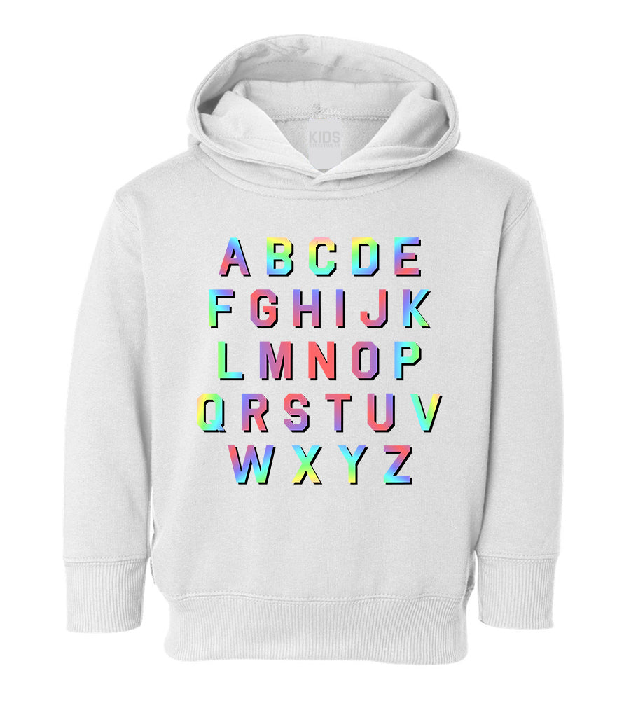 Alphabet ABC Letters Toddler Boys Pullover Hoodie White