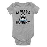 Always Hungry Shark Infant Baby Boys Bodysuit Grey