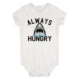 Always Hungry Shark Infant Baby Boys Bodysuit White