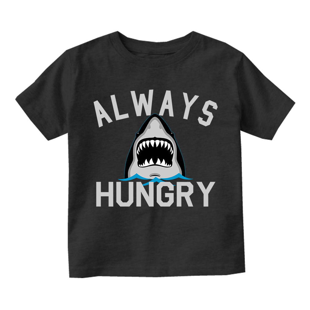 Always Hungry Shark Infant Baby Boys Short Sleeve T-Shirt Black