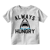 Always Hungry Shark Infant Baby Boys Short Sleeve T-Shirt Grey